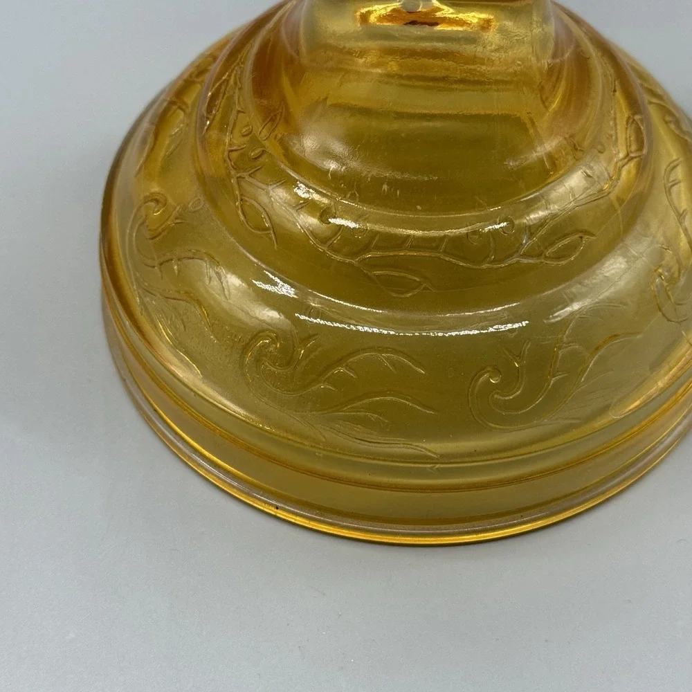Vintage Amber Glass Oil Lamp Dancing Couple Etched Hurricane Lamp Kerosene Decor